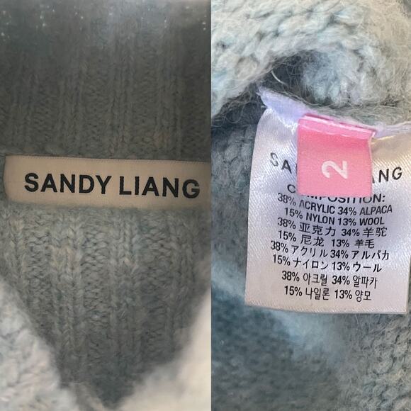 SANDY LIANG Alpaca Wool Blend Cropped Turtleneck Sweater in Blue Size 2 - Picture 11 of 13